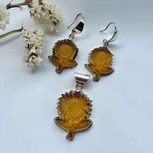 Juego de Girasoles Tallados